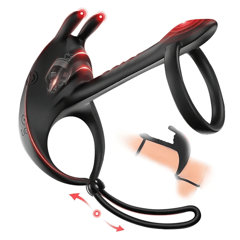 Adjustable Vibrating Rabbit Dual Penis Ring for Couple Pumpy Joy Adjustable Vibrating Rabbit Dual Penis Ring for Couple Pumpy Joy