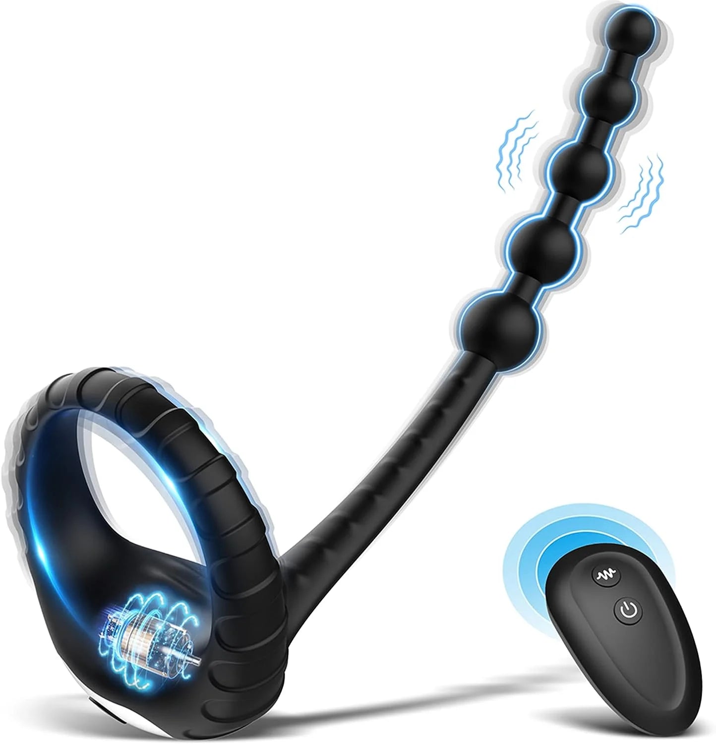 3 in 1 Vibrating Cock Ring with Anal Beads Butt Plug Pumpy Joy 3 in 1 Vibrating Cock Ring with Anal Beads Butt Plug Pumpy Joy