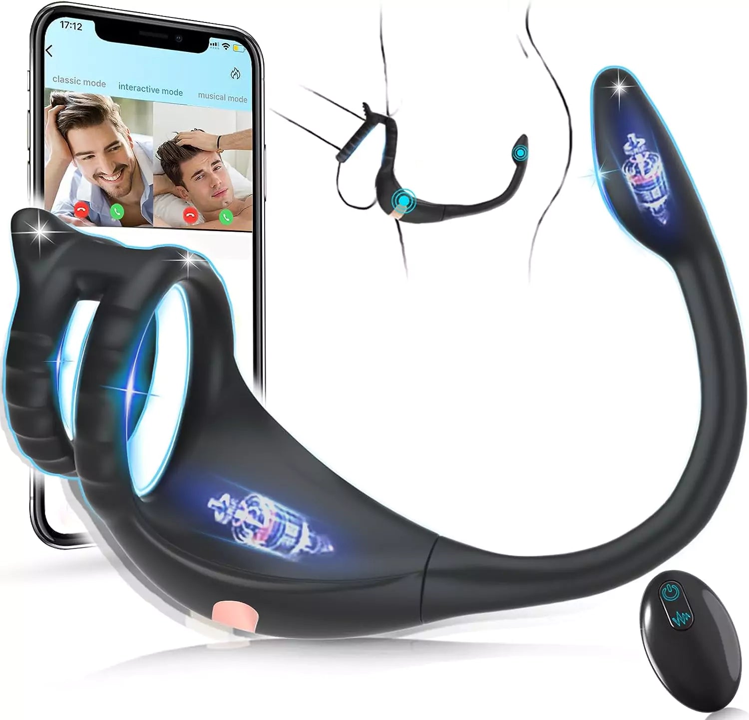 APP Control Upgraded Vibrating Dual Cock Ring with Anal Plug Pumpy Joy APP Control Upgraded Vibrating Dual Cock Ring with Anal Plug Pumpy Joy