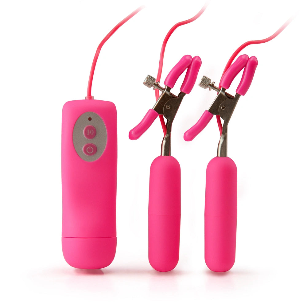 Pink or Blck vibrating nipple clamps Vibrating nipplegasmic fun Pumpy Joy Pink or Blck vibrating nipple clamps Vibrating nipplegasmic fun Pumpy Joy
