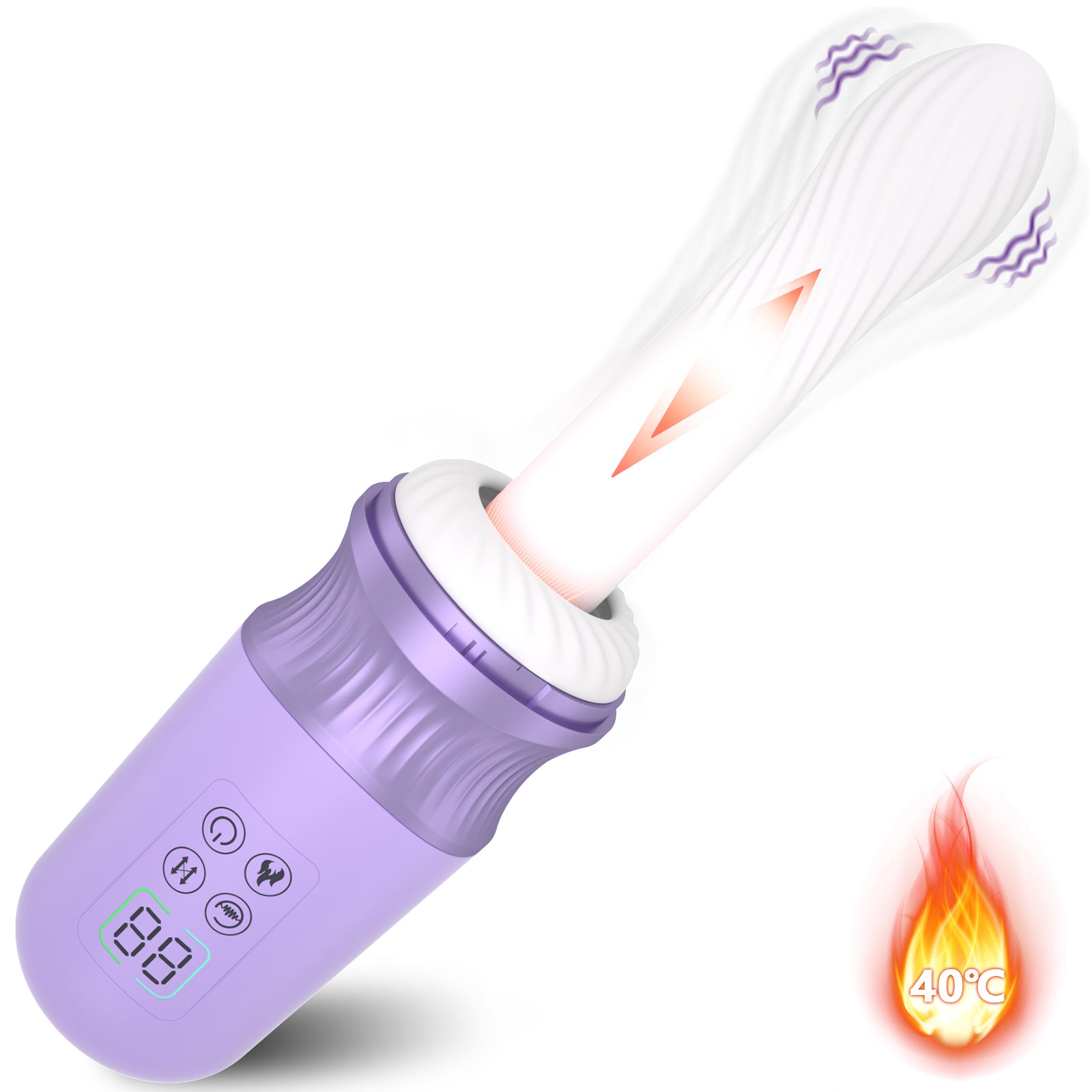 Realistic Thrusting Vibrator with Heating Dildo elegant purple