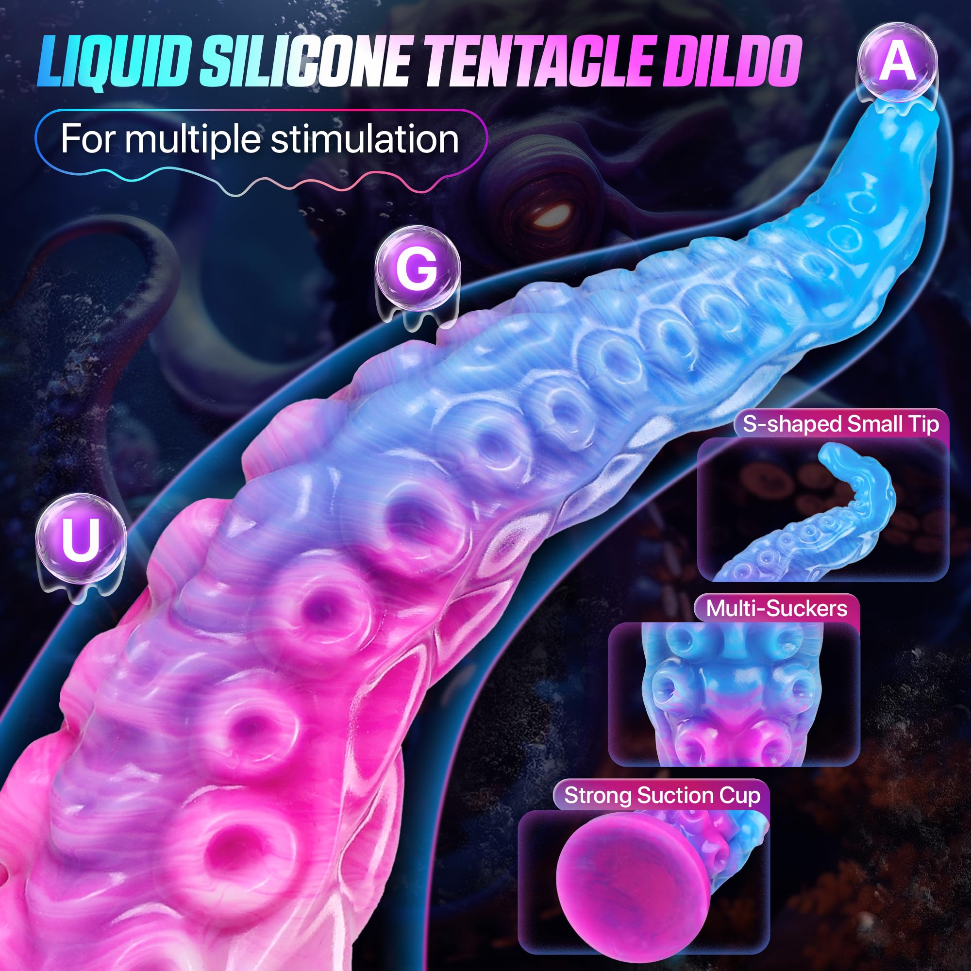 12.2“ Tentacle Dildo Toy Realistic Dildo with Suction Cup Giant Monster Silicone Dildo Plug Prostate Massager with Luminous Version