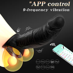 app control vibro black penis sleeve & cock ring comfortable wearing lock the pleasure