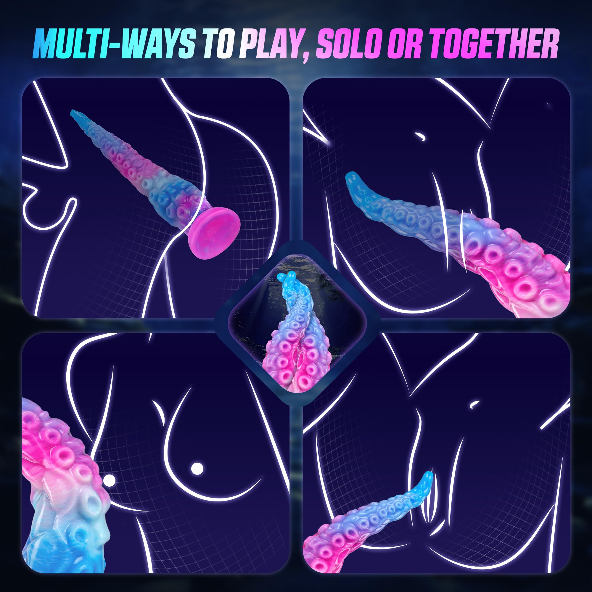 12.2“ Tentacle Dildo Toy Realistic Dildo with Suction Cup Giant Monster Silicone Dildo Plug Prostate Massager with Luminous Version