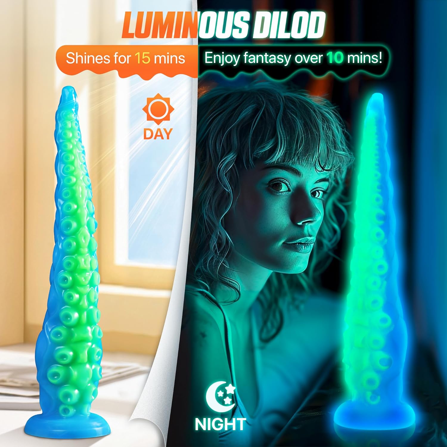 12.2“ Tentacle Dildo Toy Realistic Dildo with Suction Cup Giant Monster Silicone Dildo Plug Prostate Massager with Luminous Version