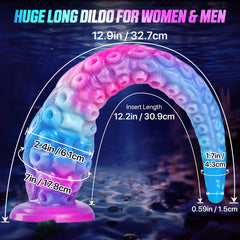 12.2“ Tentacle Dildo Toy Realistic Dildo with Suction Cup Giant Monster Silicone Dildo Plug Prostate Massager with Luminous Version