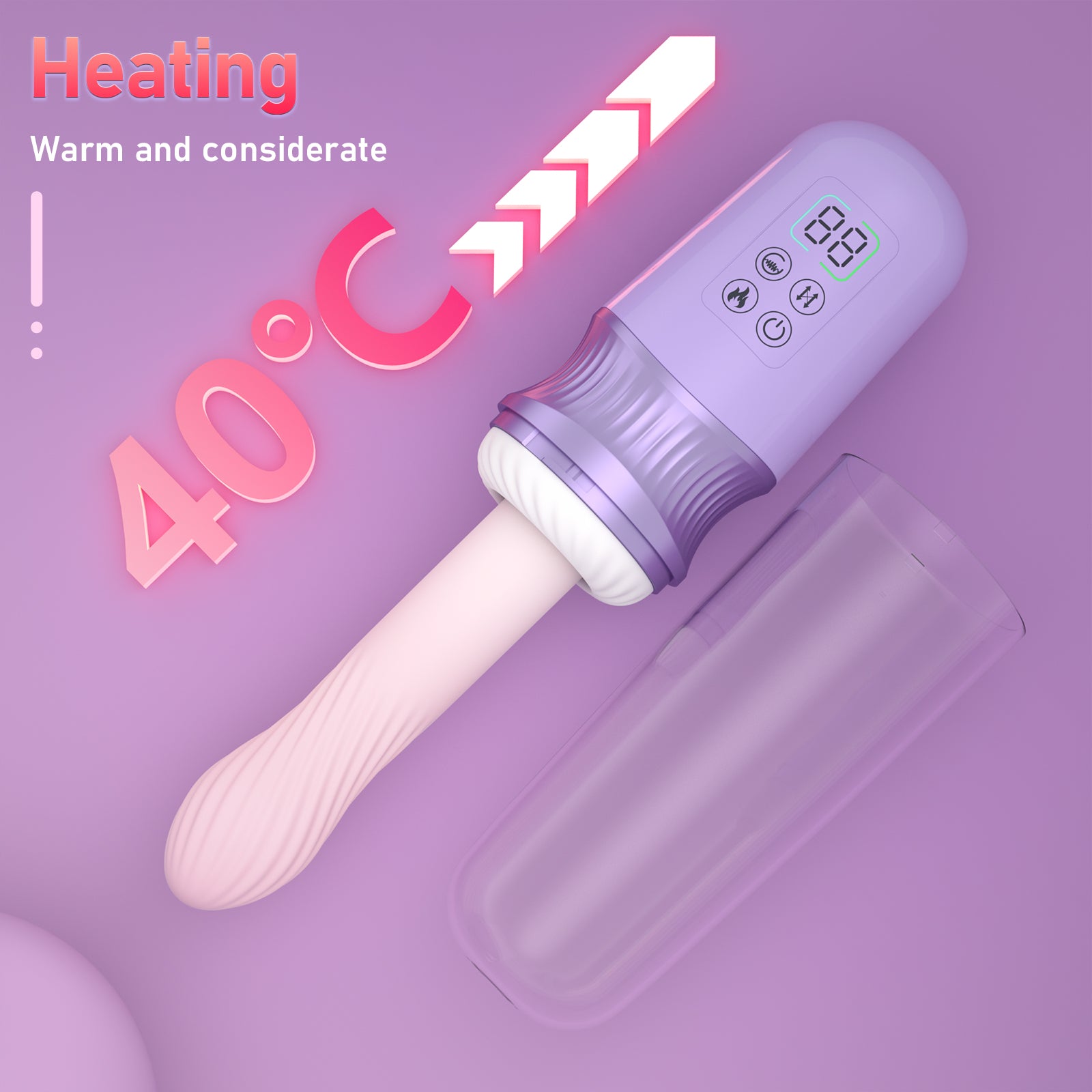 Realistic Thrusting Vibrator with Heating Dildo elegant purple
