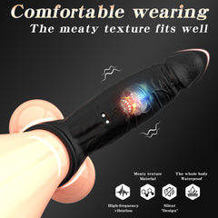 app control vibro black penis sleeve & cock ring comfortable wearing lock the pleasure