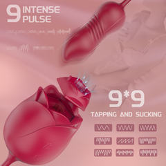 Thrusting Rose Vibrator With 9 Vibrating Modes Clitoris Suction