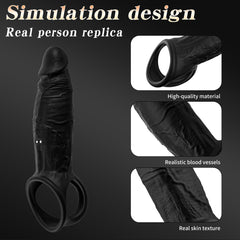 app control vibro black penis sleeve & cock ring comfortable wearing lock the pleasure