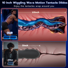 10-Inch Wiggling Tentacle Dildo: Dynamic Wave Motion & P-Spot Prostate Massager with Strong Suction