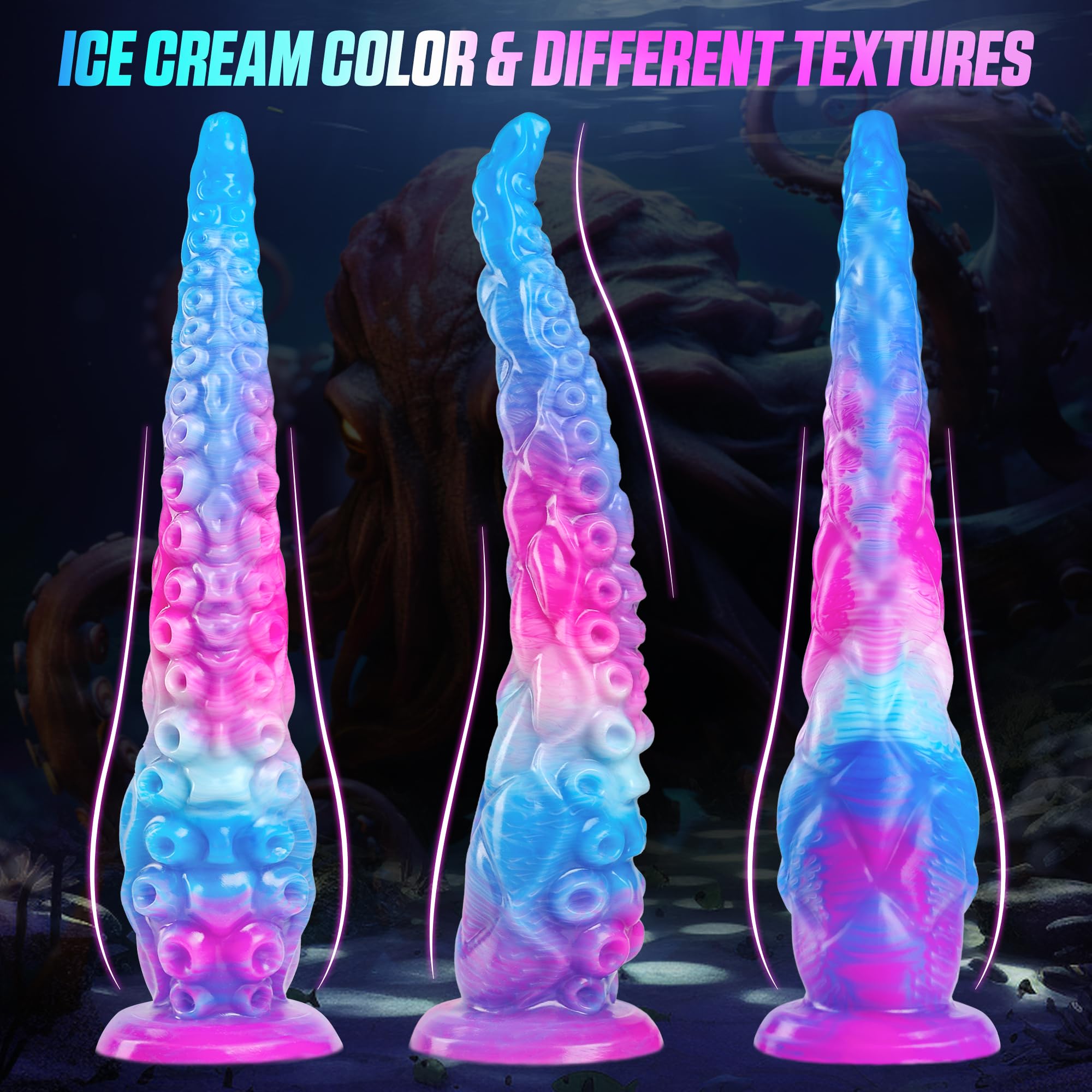 12.2“ Tentacle Dildo Toy Realistic Dildo with Suction Cup Giant Monster Silicone Dildo Plug Prostate Massager with Luminous Version