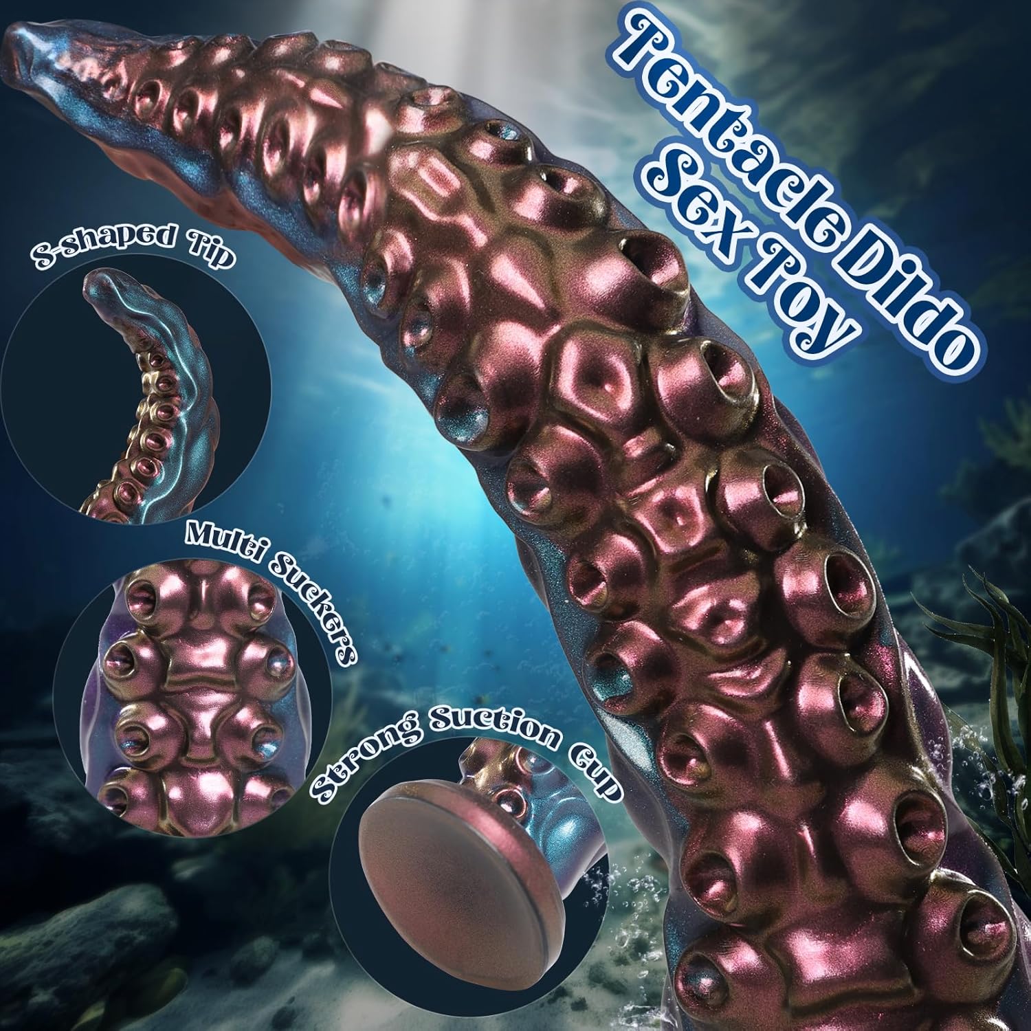 12.2“ Tentacle Dildo Toy Realistic Dildo with Suction Cup Giant Monster Silicone Dildo Plug Prostate Massager with Luminous Version