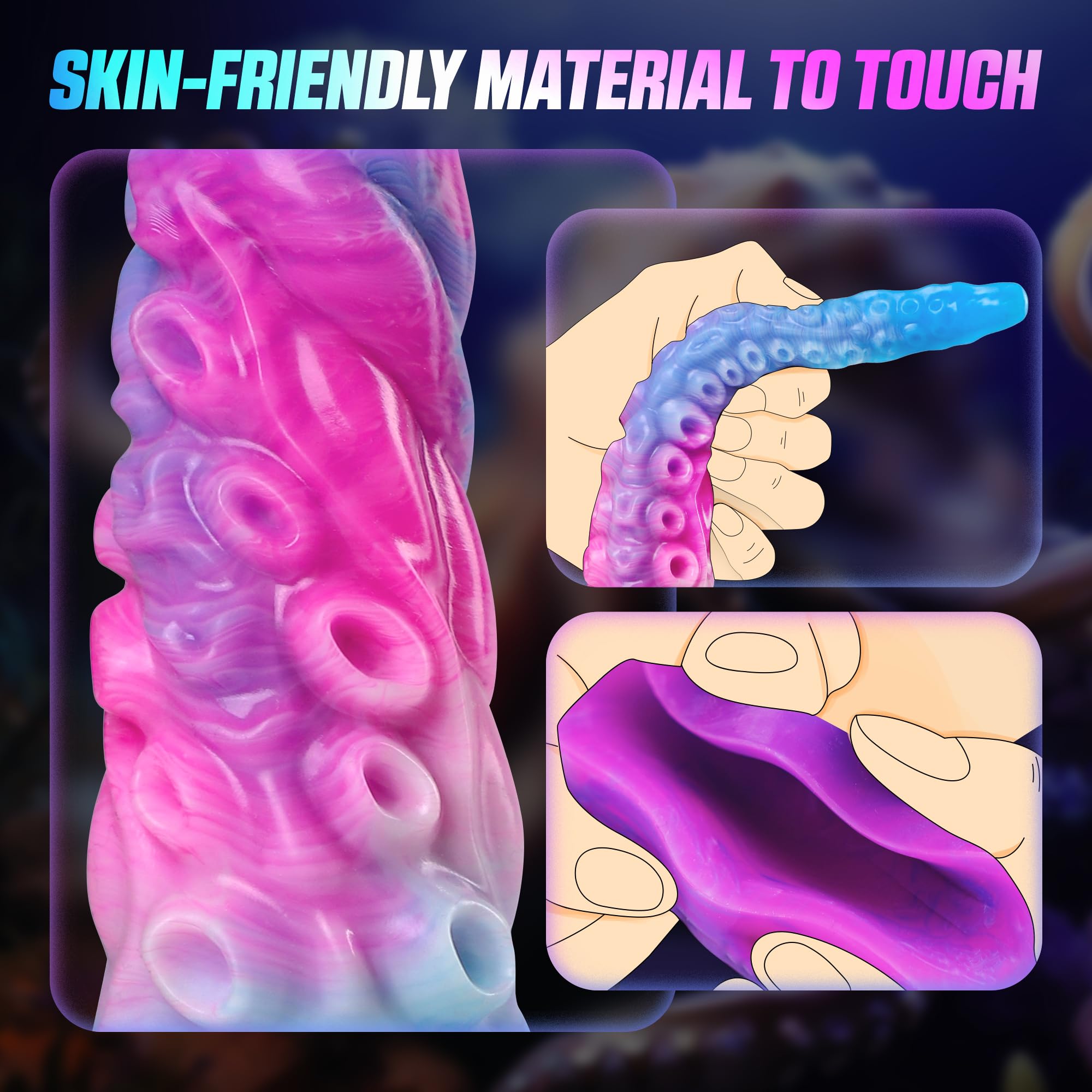12.2“ Tentacle Dildo Toy Realistic Dildo with Suction Cup Giant Monster Silicone Dildo Plug Prostate Massager with Luminous Version
