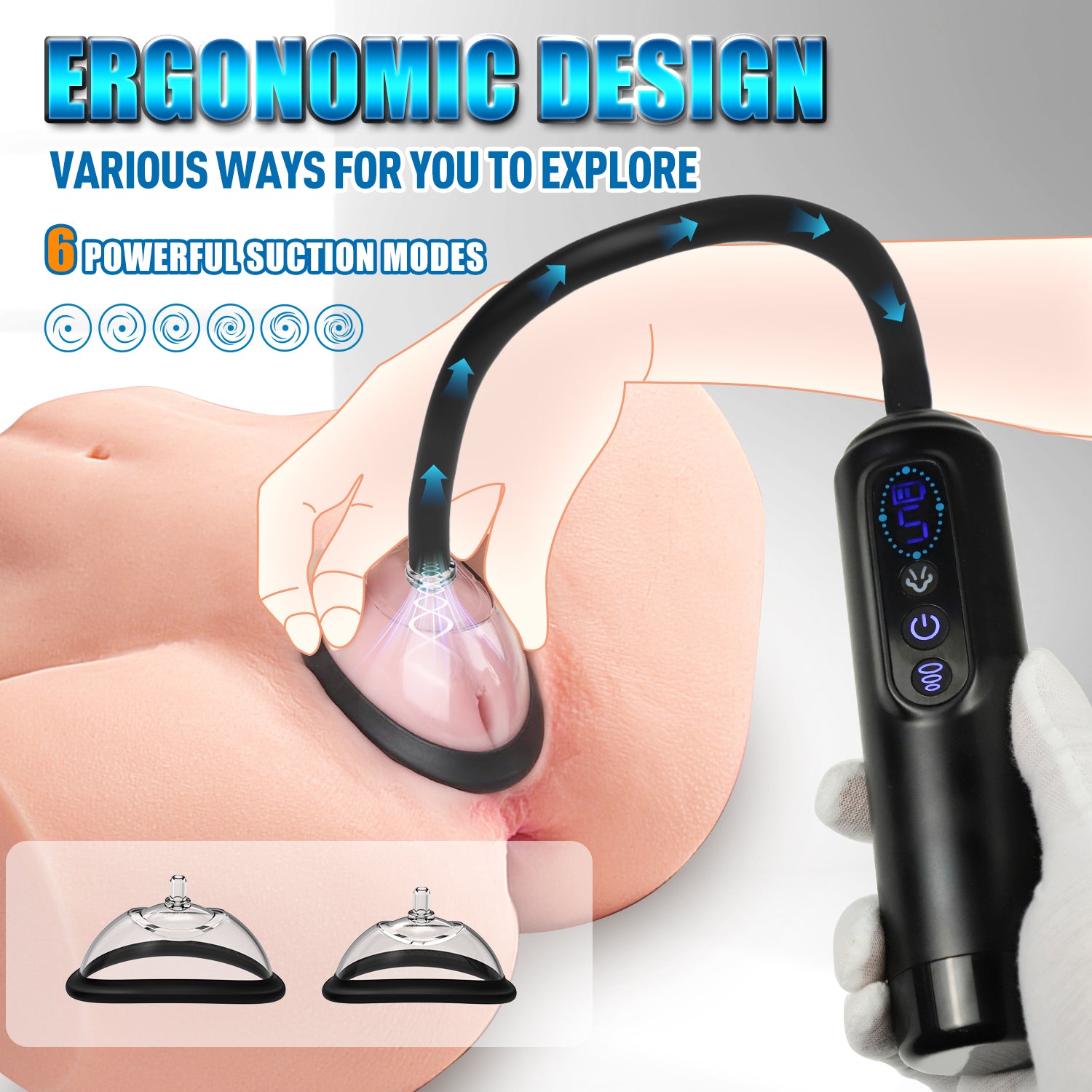 Advanced Vacuum Suction Cup System with LCD Display Nipple & Pussy Sucking
