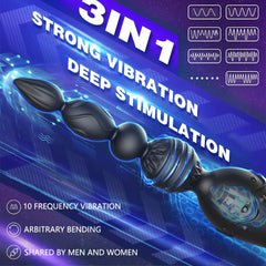 APP Control 3IN1 Strong Vibration Anal Beads and Egg Massage