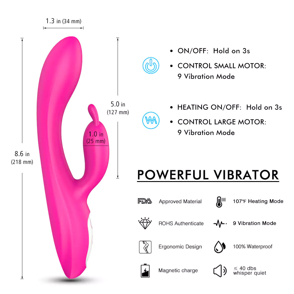 G-Spot Rabbit Vibrator with Heating Function and Bunny Ears for Clitor Pumpy Joy G-Spot Rabbit Vibrator with Heating Function and Bunny Ears for Clitor Pumpy Joy