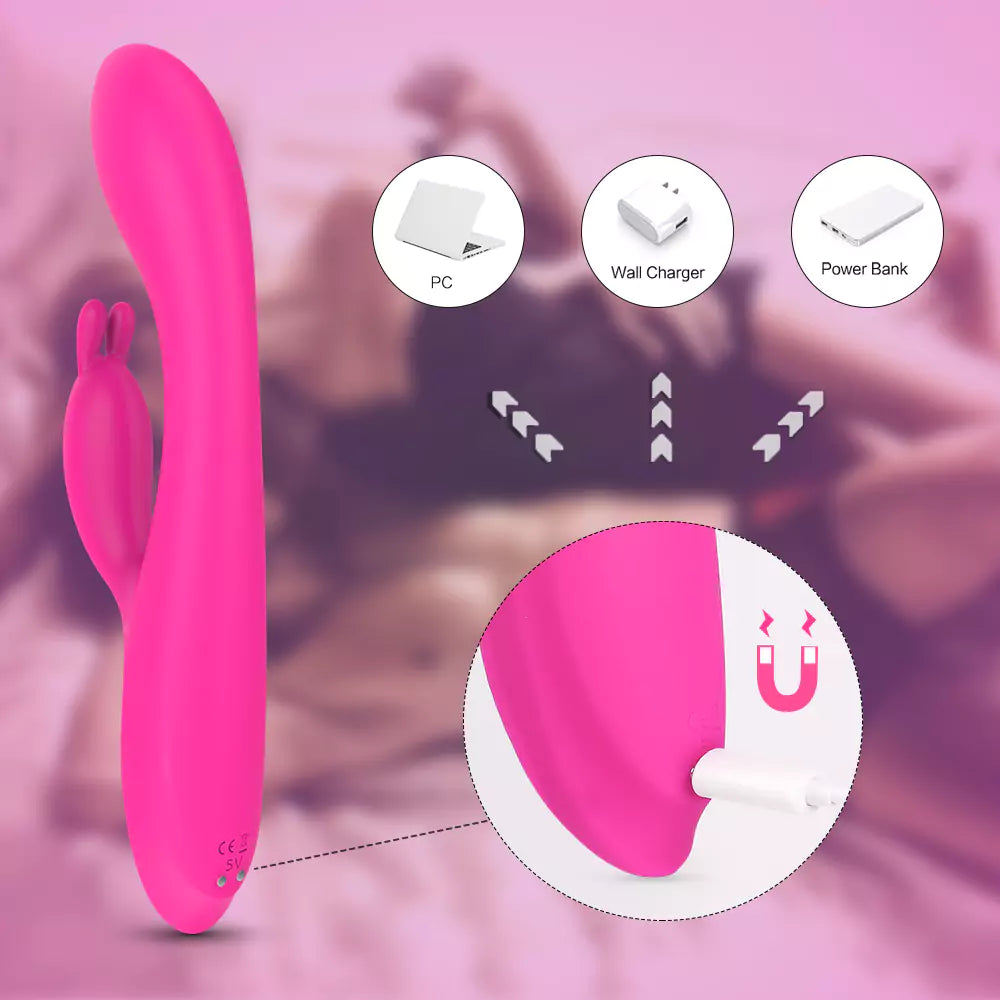 G-Spot Rabbit Vibrator with Heating Function and Bunny Ears for Clitor Pumpy Joy G-Spot Rabbit Vibrator with Heating Function and Bunny Ears for Clitor Pumpy Joy