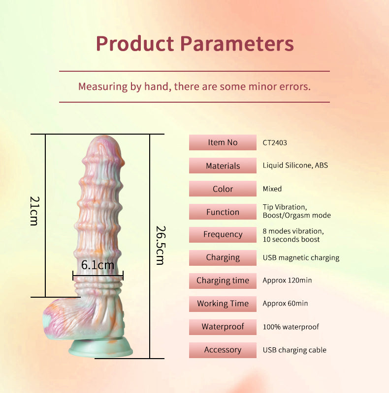 10.4inch Colorful Liquid Silicone Monster Fantasy Kinky Dildo