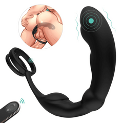 Prostate Massager With 9 Vibrations & Dual Penis Ring