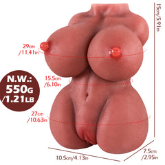 Realistic Mini Torso Sex Doll for Men - 1.18LB Portable Pocket Pussy with 3D Textured Channels, Soft TPE Lifelike Male Masturbator, Waterproof & Easy to Clean (Fair/Tan)