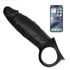 app control vibro black penis sleeve & cock ring comfortable wearing lock the pleasure