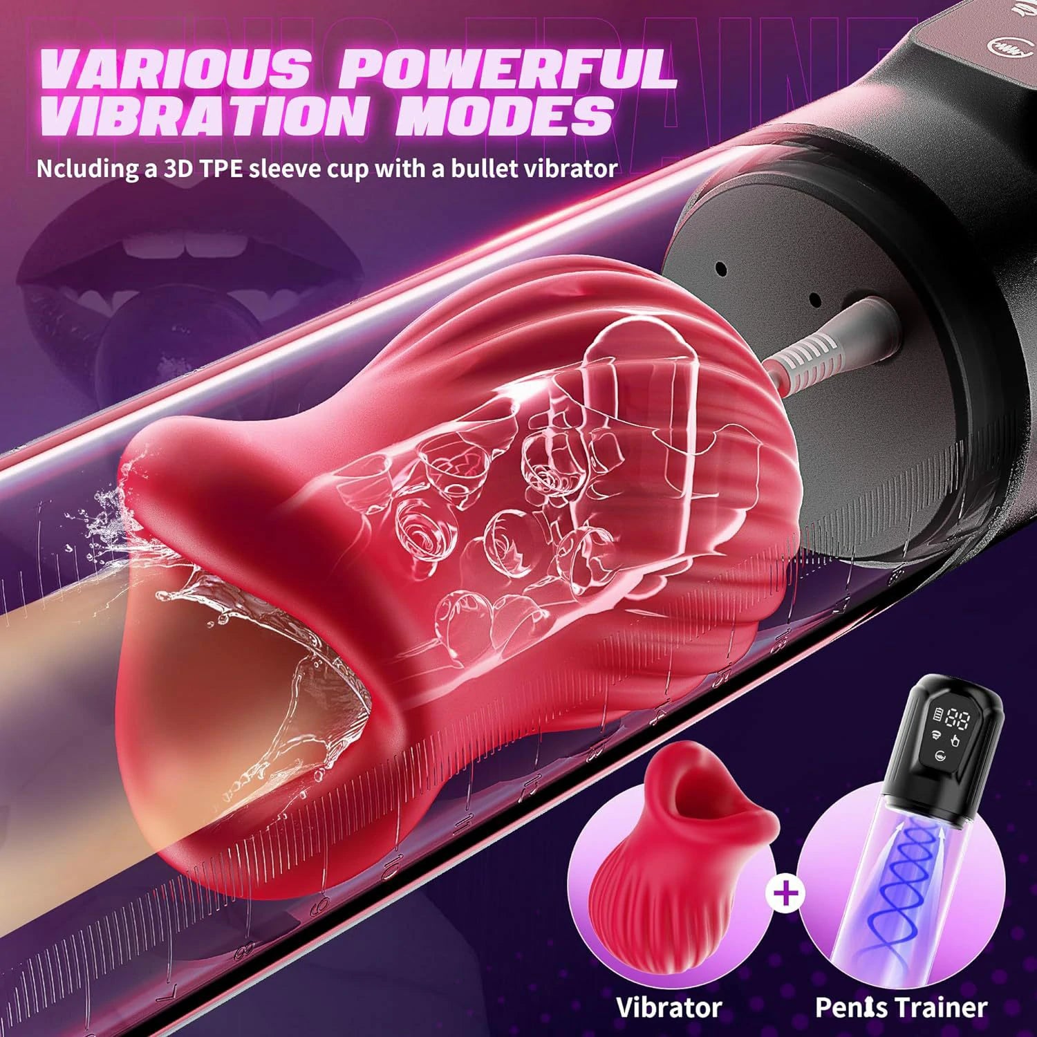 HANNA - Highly Waterproof 7 Vibrating & 5 Sucking Penis Pump Vacuum Suction