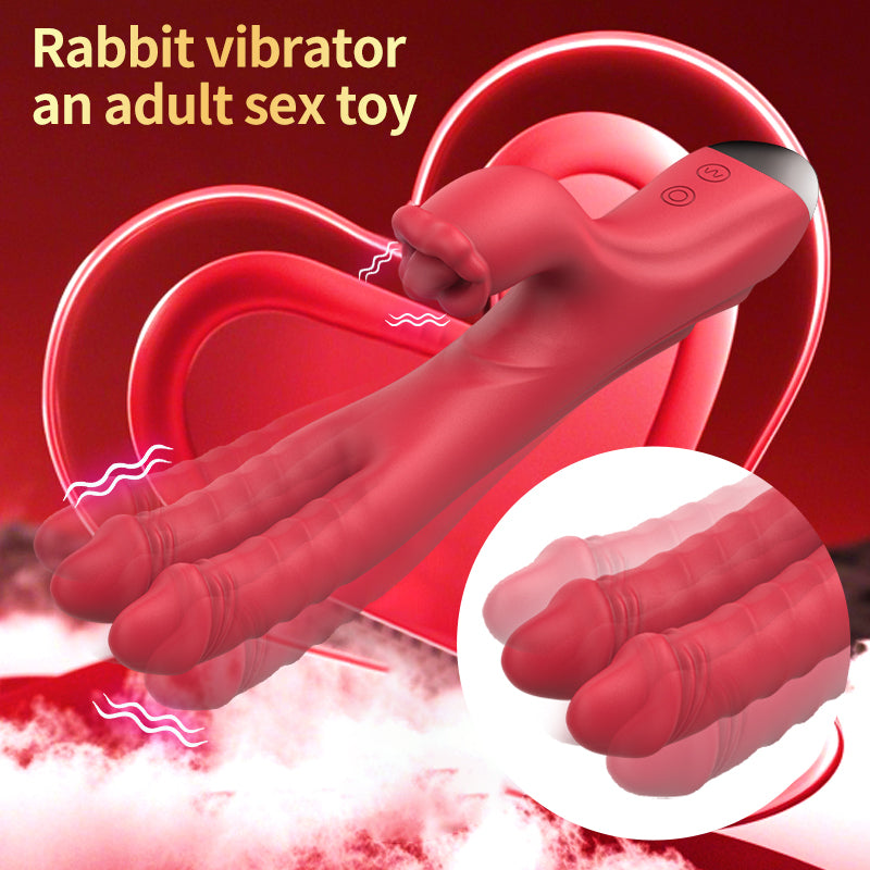 Val -  Dual Dildo Clit Lick Rabbit Toy Multiple Joy
