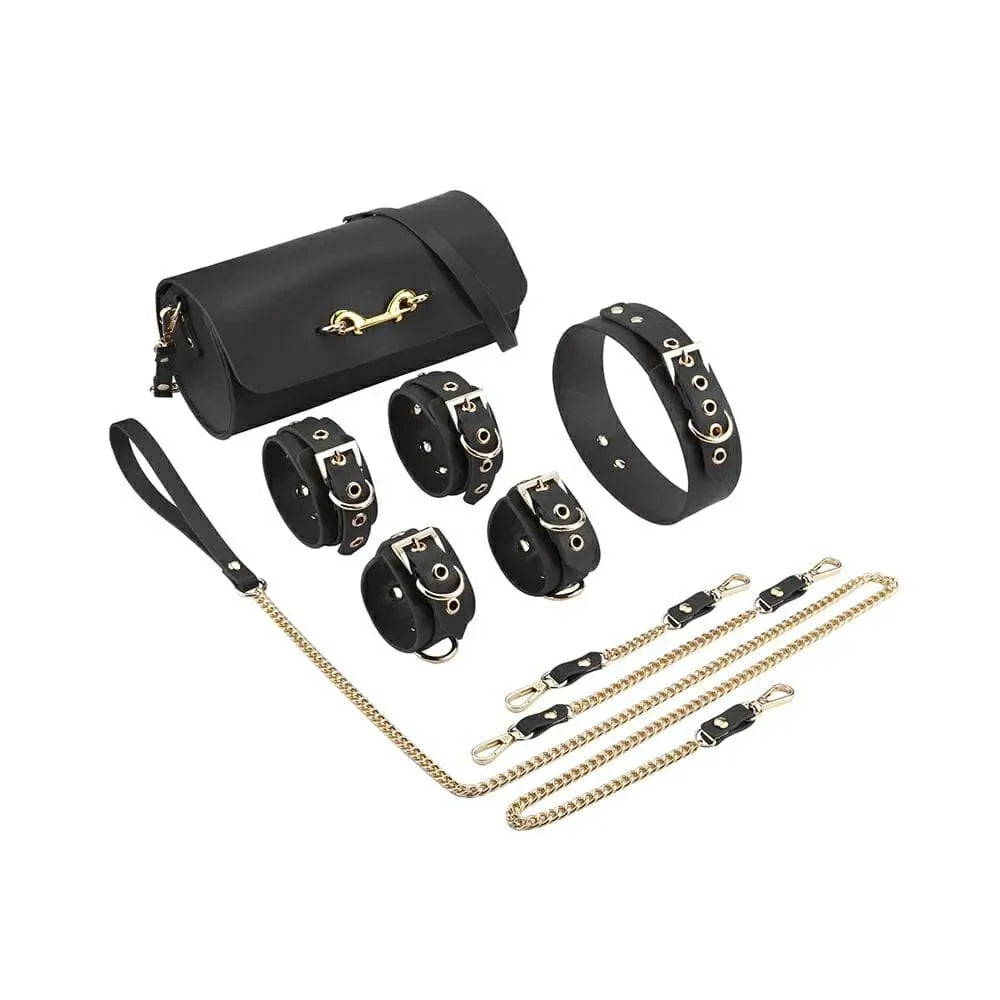 Refined Indulgence Luxurious Leather Restraint Bondage Kit with bag