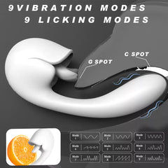 Cream Clit Licking & Vibrating G-spot Dual-end Design Vibrator