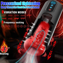 9-Frequency Telescopic Vibration Sucking Heated Aircraft Male Stroker