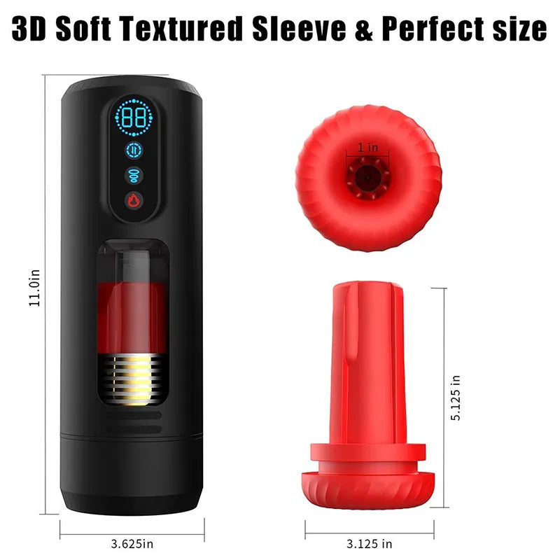 9-Frequency Telescopic Vibration Sucking Heated Aircraft Male Stroker