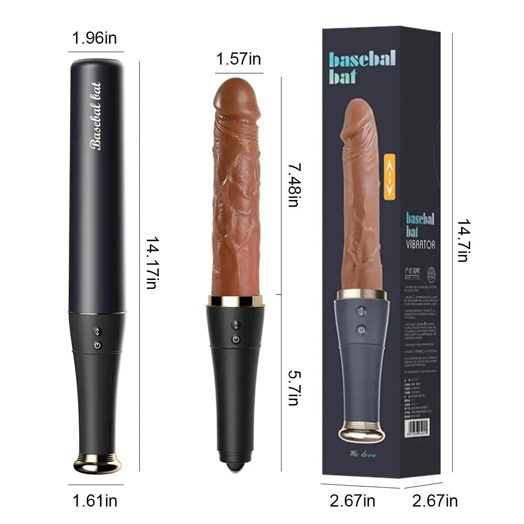 Baseball Bat - Realistic Thrusting Heating Dildo Anal Plug