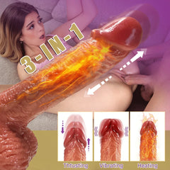 SINGER 3 IN 1 Realistic Non-sticky Blush Heating Dildo 8.66inch