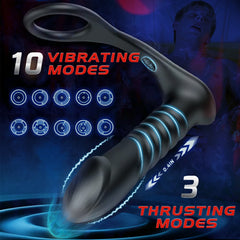 Speedrider - Thrilling Vibration 3 Thrusting Silicone Cock Ring Anal Vibrator with Remote Control