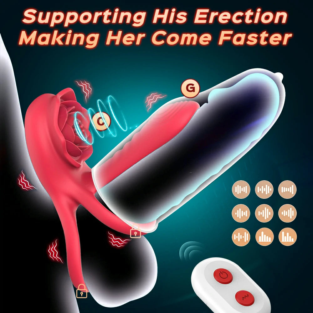 3-in-1 Rose Vibrating Penis Sleeve Double Cock Ring & Clitoral Stimula Pumpy Joy 3-in-1 Rose Vibrating Penis Sleeve Double Cock Ring & Clitoral Stimula Pumpy Joy