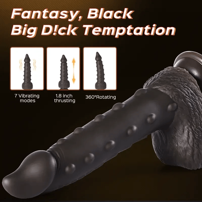 Alger - 8 Inch Big Black Suction Cup Thrusting Vibration Dildo Pumpy Joy Alger - 8 Inch Big Black Suction Cup Thrusting Vibration Dildo Pumpy Joy