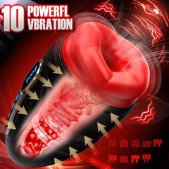 Realistic Mouth Male Masturbator with 104°F Heating & 9 Vibration Modes - Lifelike Oral Stroker for Men with LED Display