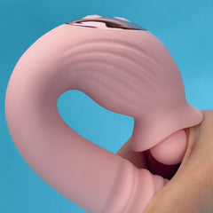 curved design Thrusting rabbit vibrator flexible clit tapping