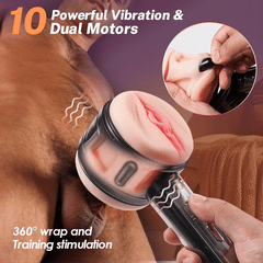 BlackV - Vibration Anal and Vaginal 2 in 1 Handheld Masturbator all sizes