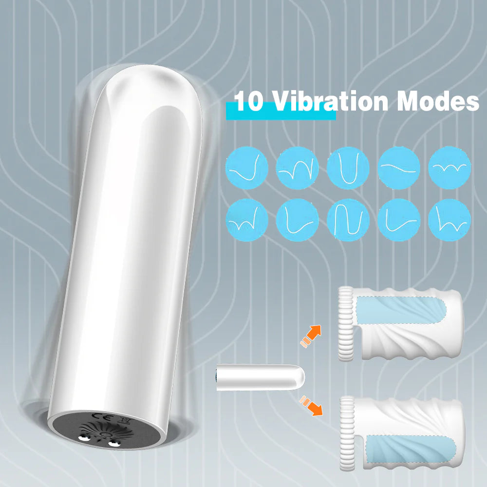 Dual Channel Silicone Vibrating Penis Trainer with Twin Tunnel Openings