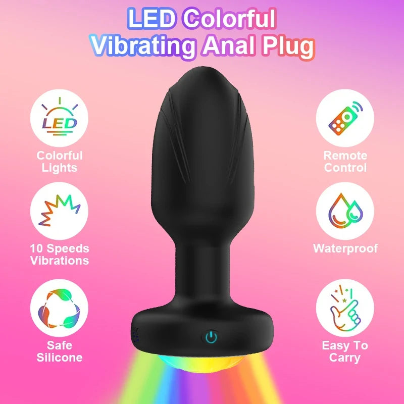 dancing queen - LED Anal plug 360 degree rotation with remote control