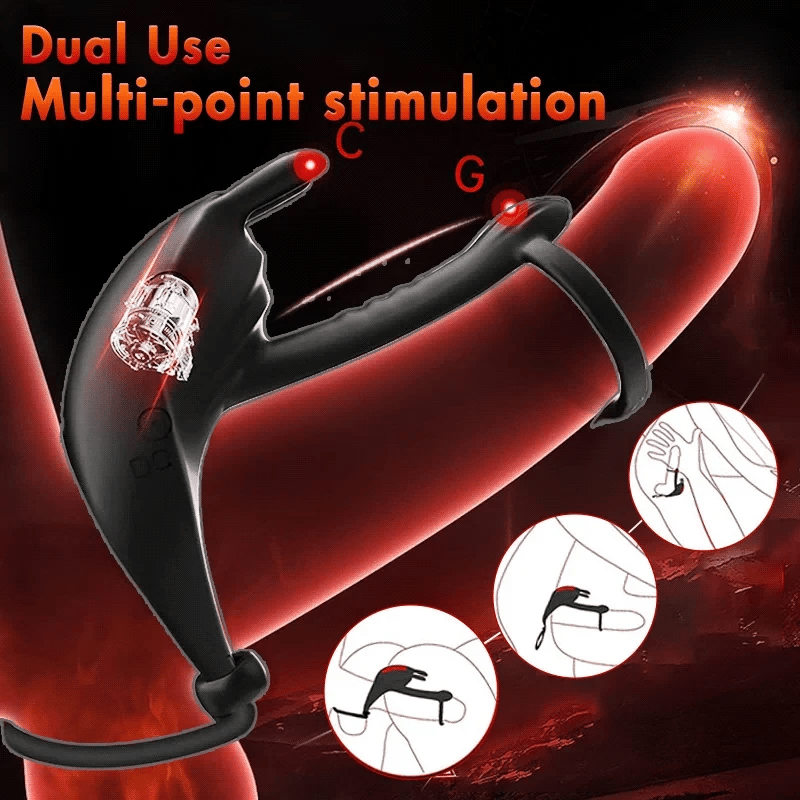 Adjustable Vibrating Rabbit Dual Penis Ring for Couple Pumpy Joy Adjustable Vibrating Rabbit Dual Penis Ring for Couple Pumpy Joy
