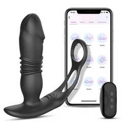 SAUL Glans APP -Thrusting & 12 -Vibrating Cock Rings Prostate Massager