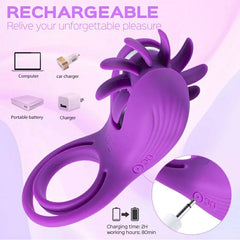 Roller - Spinning Licking Stimulator & Vibrating Penis Ring for Couples