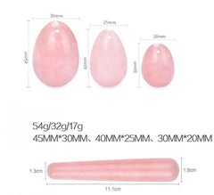 Rose YONI Crystal Egg Set - Self Love, Inner Peace, Compassion, Emotional Healing - Jade Yoni Egg Set - Kegel Excercise
