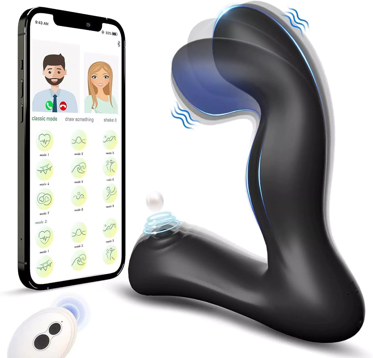APP Control Wiggling Prostate Massager with 9 Pulsating Modes