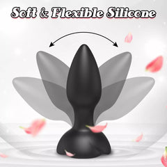 Remote Control Vibrating Training Anal Plug with Rose Base
