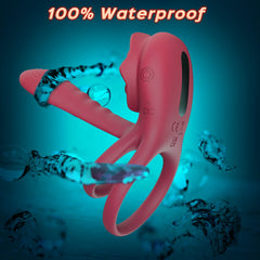 3-in-1 Rose Vibrating Penis Sleeve Double Cock Ring & Clitoral Stimulator Pleasure Enhancer for Couples