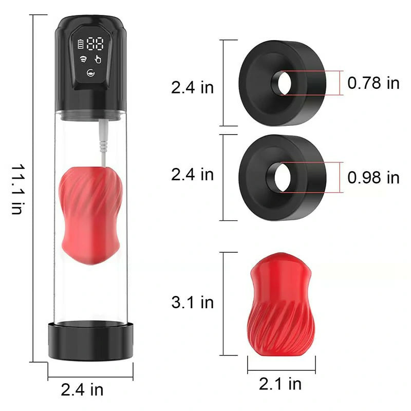 HANNA - Highly Waterproof 7 Vibrating & 5 Sucking Penis Pump Vacuum Suction